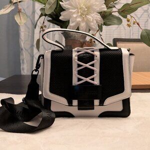 STEVE MADDEN BDALI Black Satchel Mesh Faux Leather Bag (NWOT)